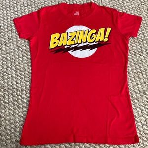Big Bang Theory Red Bazinga T-Shirt Short Sleeve Shirt